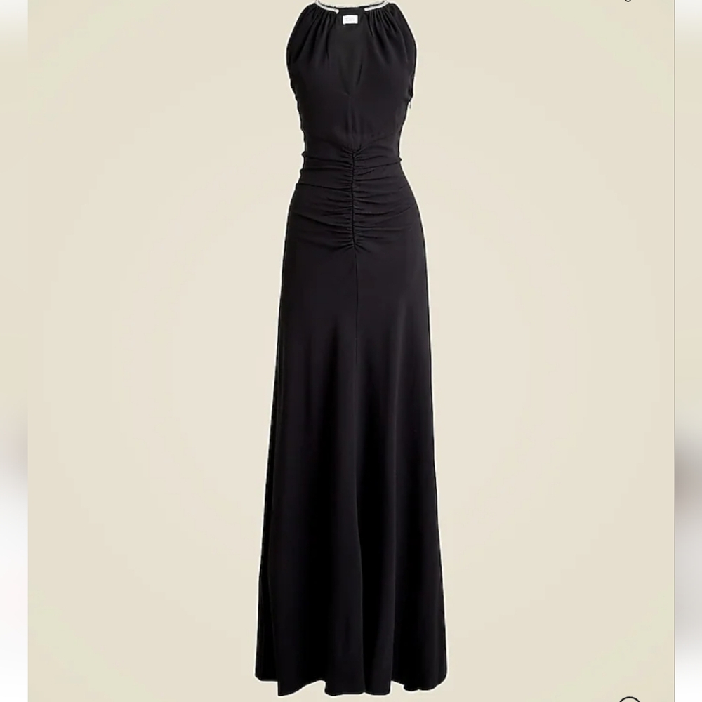 J Crew Collection Full-length embellished ruched dress CD510 Size 2 Black Formal - Picture 5 of 13